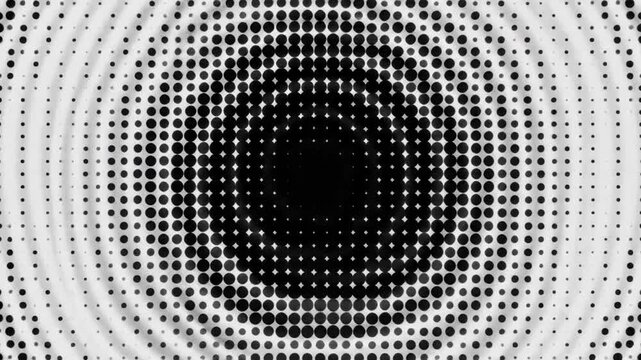 Halftone dots create patterns that loop in motion for visual use in design projects