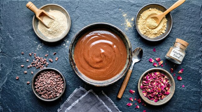 Chocolate Transfer in Dark Slate Setting With Spices and Vanillin Blend for Gourmet Food Photography