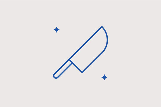 Chef knife line icon for cutting ingredients and professional culinary skills. Sharp vector illustration for cooking class posters and kitchen tool sharpening services.