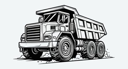 Dump truck illustration on white background © Stok
