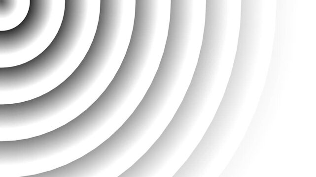 Digital radio waves diffusion animation. black futuristic radio waves animation on white background. Circle radiation wave out from the corner. 