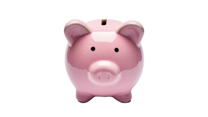 Pink Ceramic Piggy Bank with Coin Slot and Facial Features © Ophelia
