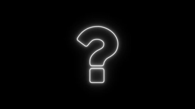 Question mark sign. Question mark icon. asking icon animation. neon line asking icon on background.
