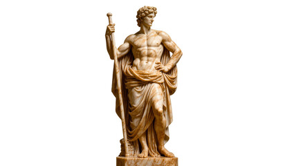 Fototapeta premium Classical Marble Statue of Roman God with Laurel Wreath and Staff