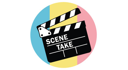 Naklejka premium clapperboard icon with colorful circular background high quality