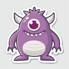 Fototapeta premium Cute Purple One-Eyed Monster Sticker