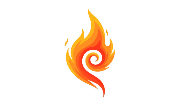 Vibrant orange flame with swirl.