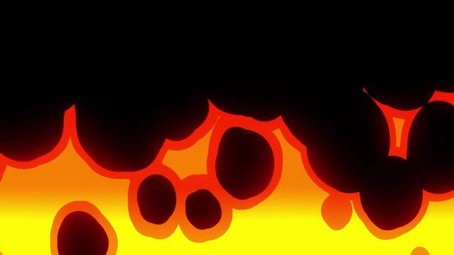 Animated flames rise and fall in a seamless progression, creating a dynamic visual of fire against a contrasting dark backdrop for overlaying on video