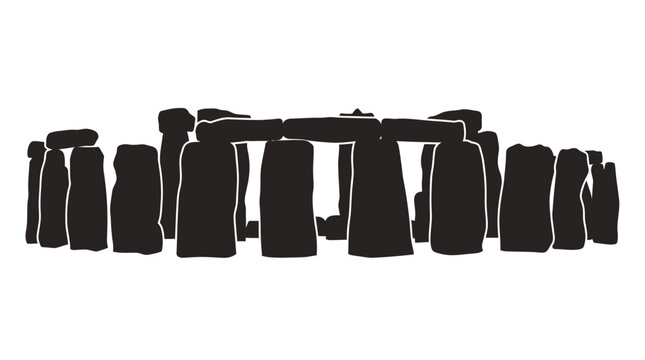 Stonehenge silhouette vector for prehistoric heritage, ancient architecture, culture, tourism, branding, iconic landmark, and creative design projects worldwide