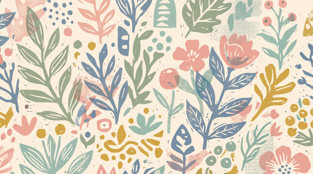 Pastel-colored linocut print texture background