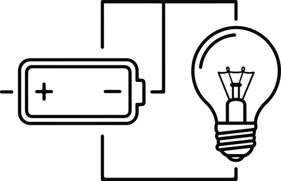Simple electric circuit diagram battery powers a light bulb for illumination