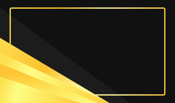 Golden frame glows softly against deep black background. Elegant contrast draws attention to the central space. Ideal for premium presentation or luxury design projects.