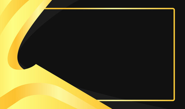 Golden waves flow beside a sleek black frame. Luxury and elegance in minimalist style. Perfect for premium branding or luxury themed promotions.