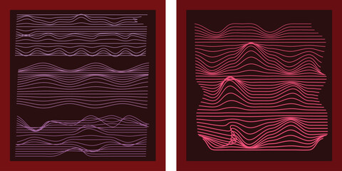 Dynamic abstract background striking red and purple wavy lines for modern design © Subarna