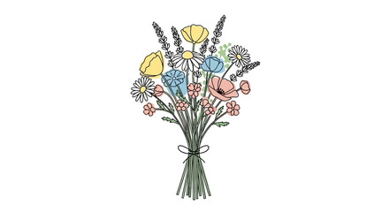 Colorful bouquet of fresh flowers tied. © Dhii