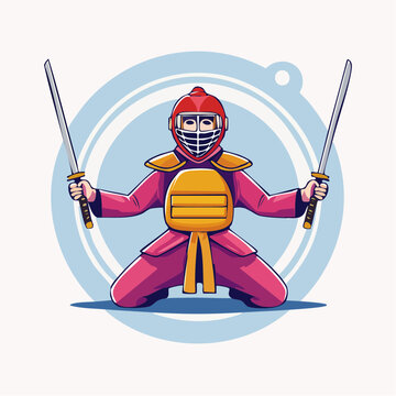 Kendo Practitioner with Two Swords