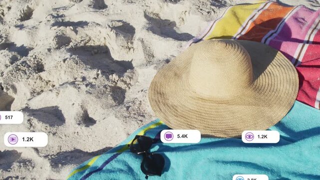 After pause straw hat staying still while badges appearing from left and bottom, showing engagement