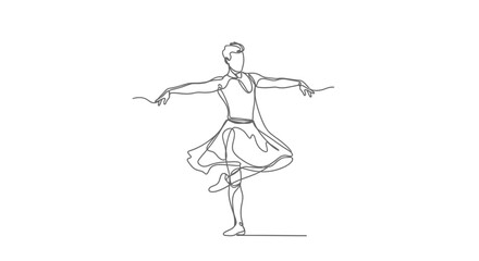 Obraz premium Continuous line drawing, ballet dancer, dancing woman, minimalist art