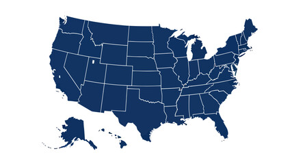 Fototapeta premium United States Map Silhouette - Dark Blue Outline of USA States