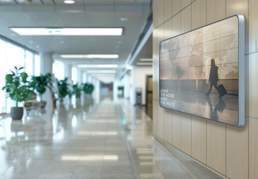 Modern Airport Corridor Advertisement Display Mockup PSD
