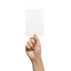 Obraz premium A hand holding a blank white card or note