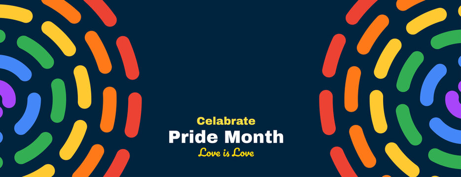 Pride month celebrating love with rainbow abstract lines