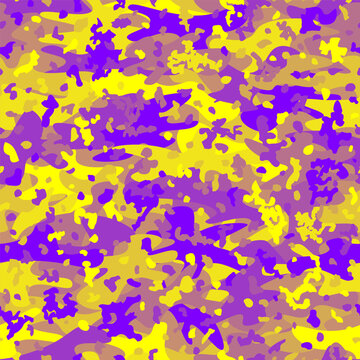Vibrant multicolor camouflage pattern with purple and yellow tones background