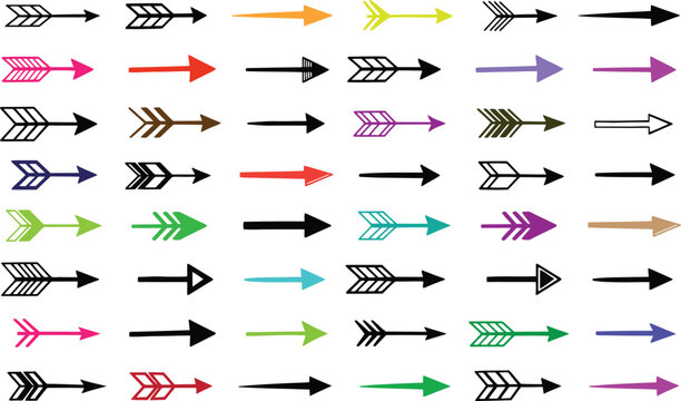Collection of colorful arrows a diverse set of arrowhead designs and styles