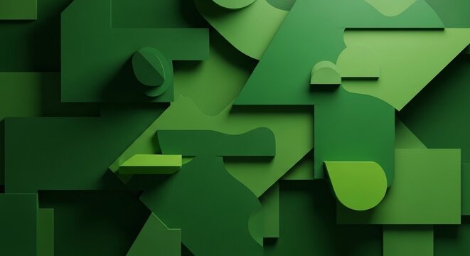 Abstract green geometric shapes composition