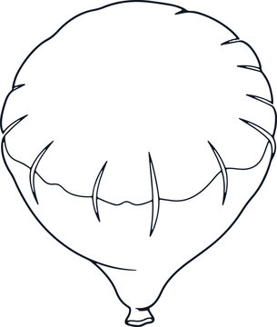 Happy cartoon hot air balloon outlined on transparent background for easy editing.