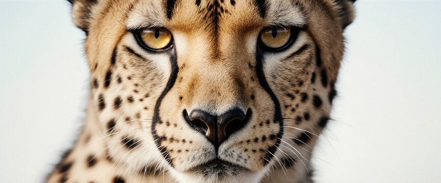 A cheetah face with glowing eyes, exuding power