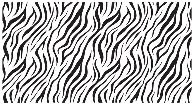 Black and white zebra print pattern with wavy stripes on a white background animal skin texture