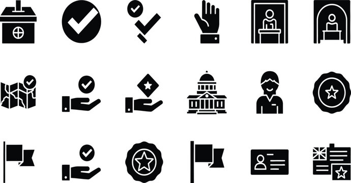 Election and voting icons set civic duty and democratic process