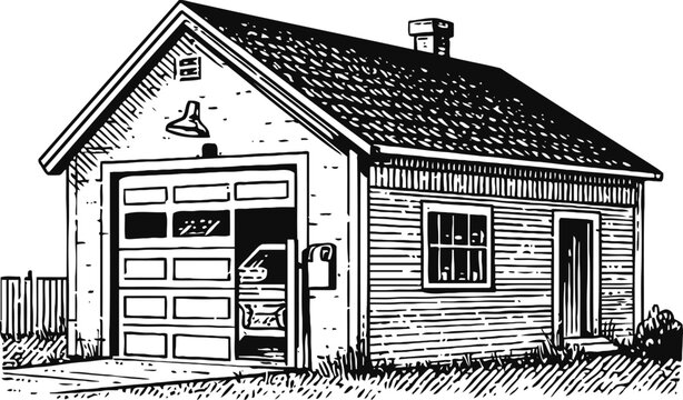 simple detached garage with side door and window, outdoor utility building for storage