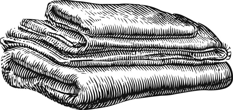Folded towels stack soft fabric linens neatly piled for home or spa use bathroom linen essentials illustration