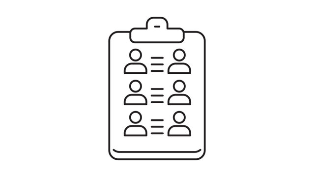 Minimalist Editorial Board and Team Management Clipboard Vector Icon Illustration with Editable Stroke. Clean Line Art Design for Human Resources, Roster List, and Business Organization.