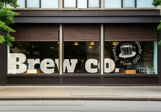 Modern Coffee Shop Window Mockup PSD
