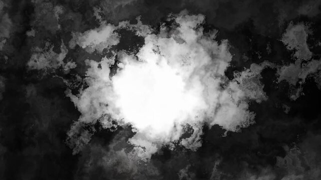 雲にかかる月灯かりをイメージした抽象的水墨画モーショングラフィックス