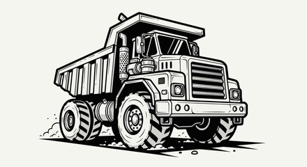 Heavy duty dump truck illustration © EBODA