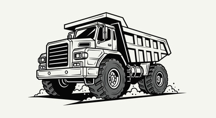 Heavy duty dump truck illustration © EBODA
