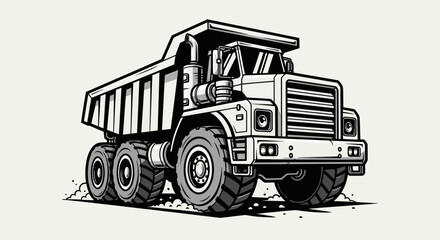 Heavy duty dump truck illustration © EBODA