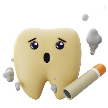 Surprised Yellow Tooth With Cigarette