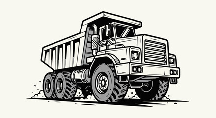 Heavy duty dump truck illustration © EBODA