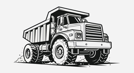 Heavy duty dump truck illustration © EBODA