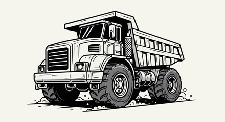 Illustrated dump truck on white background © EBODA
