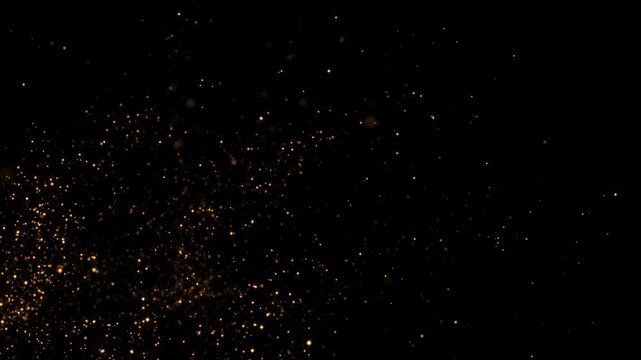 abstract dark luxury gold dust slow motion background with corner golden glitter shiny stars and particles, holiday christmas new year social media design element