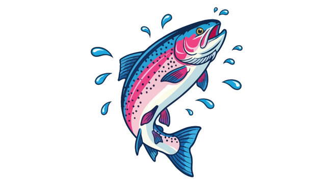 Rainbow Trout Leaping from Water, Fishing, Sport, Fresh Catch, Wild Animal