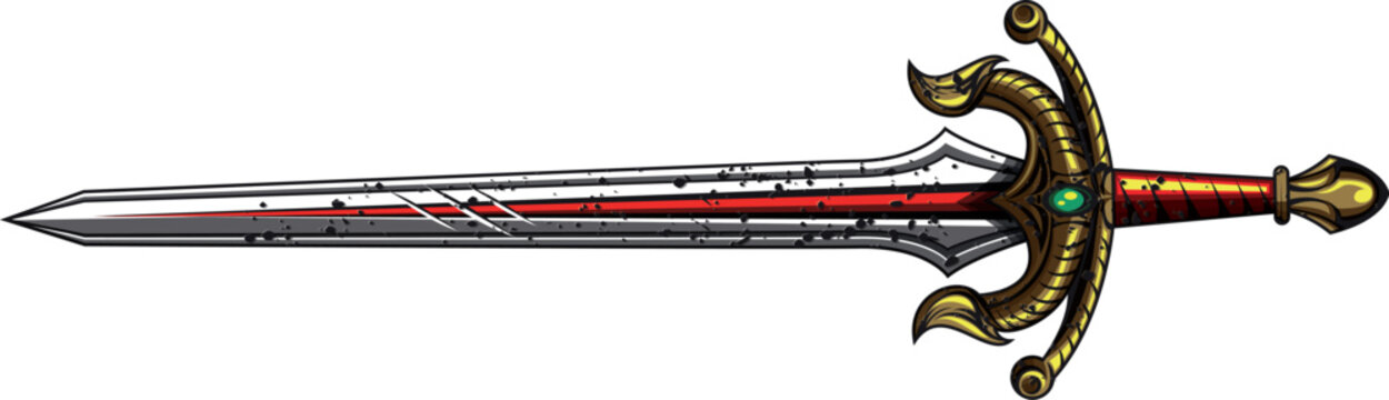 sword vector, sword, magical sword, Powerful sword, gaming sword, Vintage sword, metalic and gold sword,