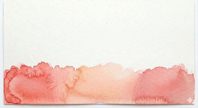 Vibrant Coral Pink and Peach Watercolor Wash Bottom Border on White Background.
생기 넘치는 코랄 핑크와 피치 수채화 번짐 하단 프레임 배경 (텍스트 공간)