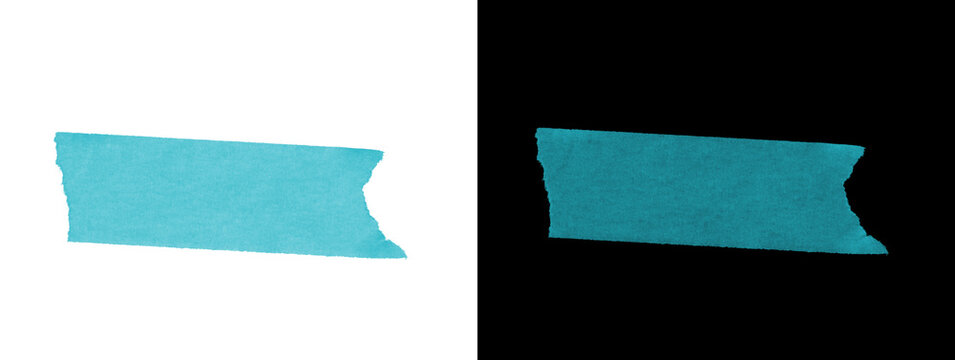 Short Curved Blue Masking Tape Piece Torn Paper Dual Background